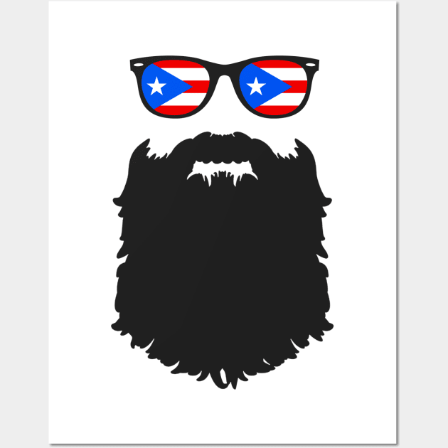 Puerto Rican Hipster Beard Puerto Rico Boricua Proud Wall Art by PuertoRicoShirts